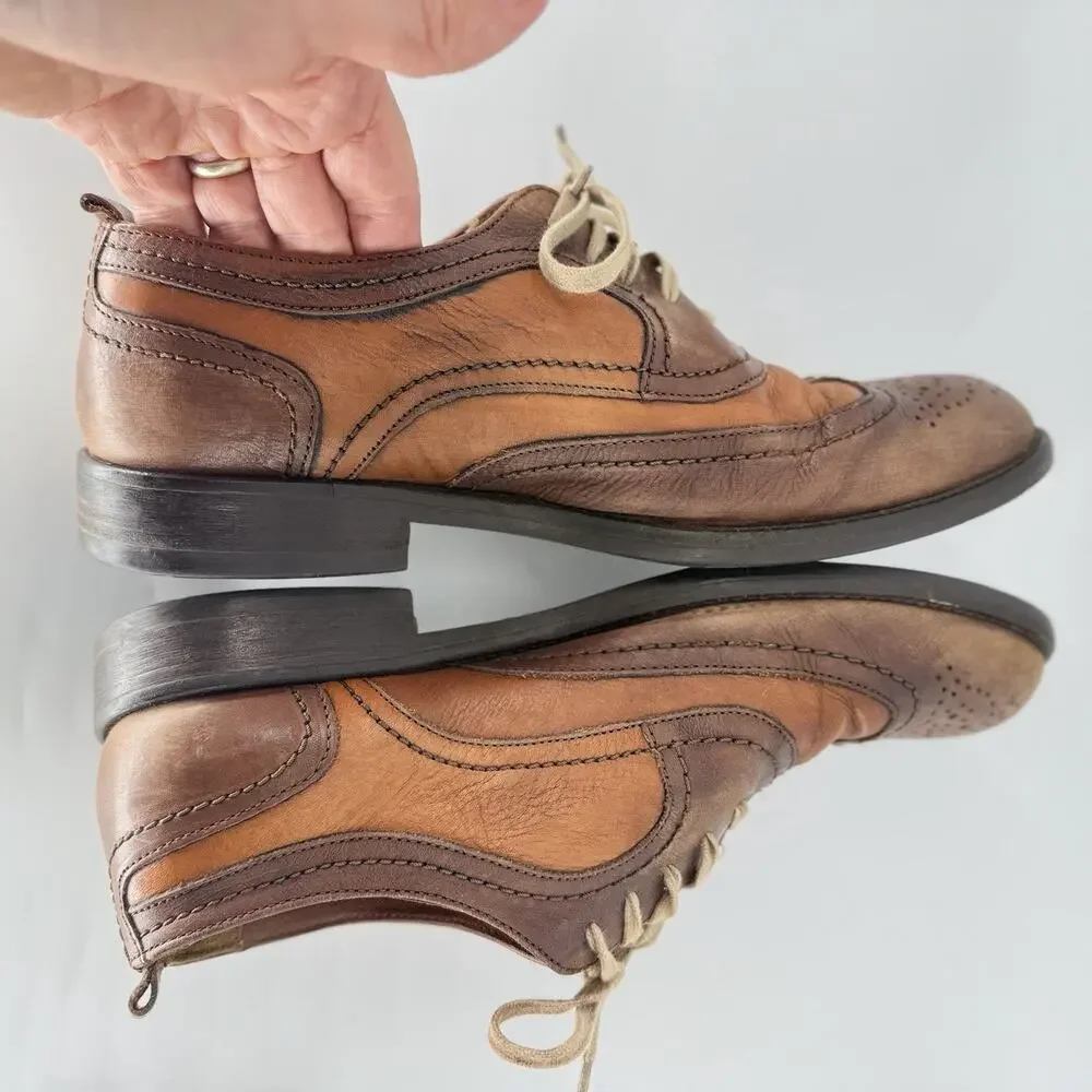 Johnston & Murphy 1850 Brown Leather Cap Toe Lace Up Oxfords Shoes Men's 10 M